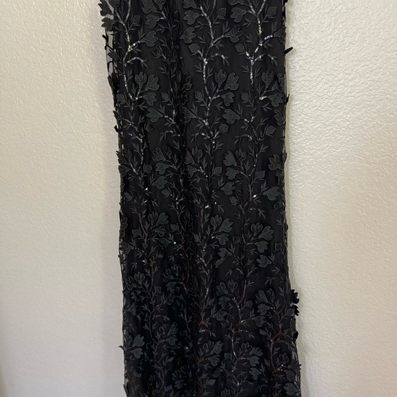 Midnight Sparkle Black Embroidered Feather Bustier Maxi Dress - Picture 8 of 9